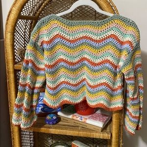 Crochet Rainbow Afghan Sweater 🌈